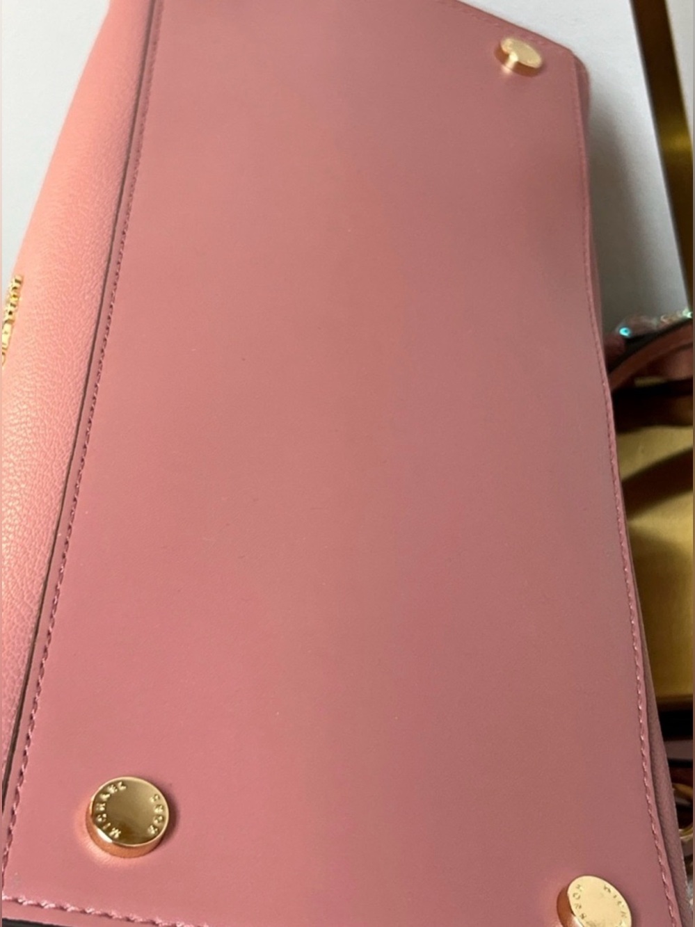 Michael Kors Hamilton  Pink Leather Satchel with Gold Hardware NWOT - Picture 3 of 8